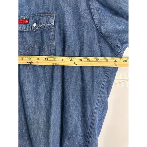 Wrangler Flame Resistant Denim Shirt Men's 3XL-Tall Work Western Blue - Picture 6 of 6
